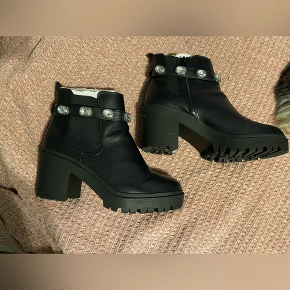 Torrid Black Ankle Boots with Crystal Belt - Picture 2 of 9